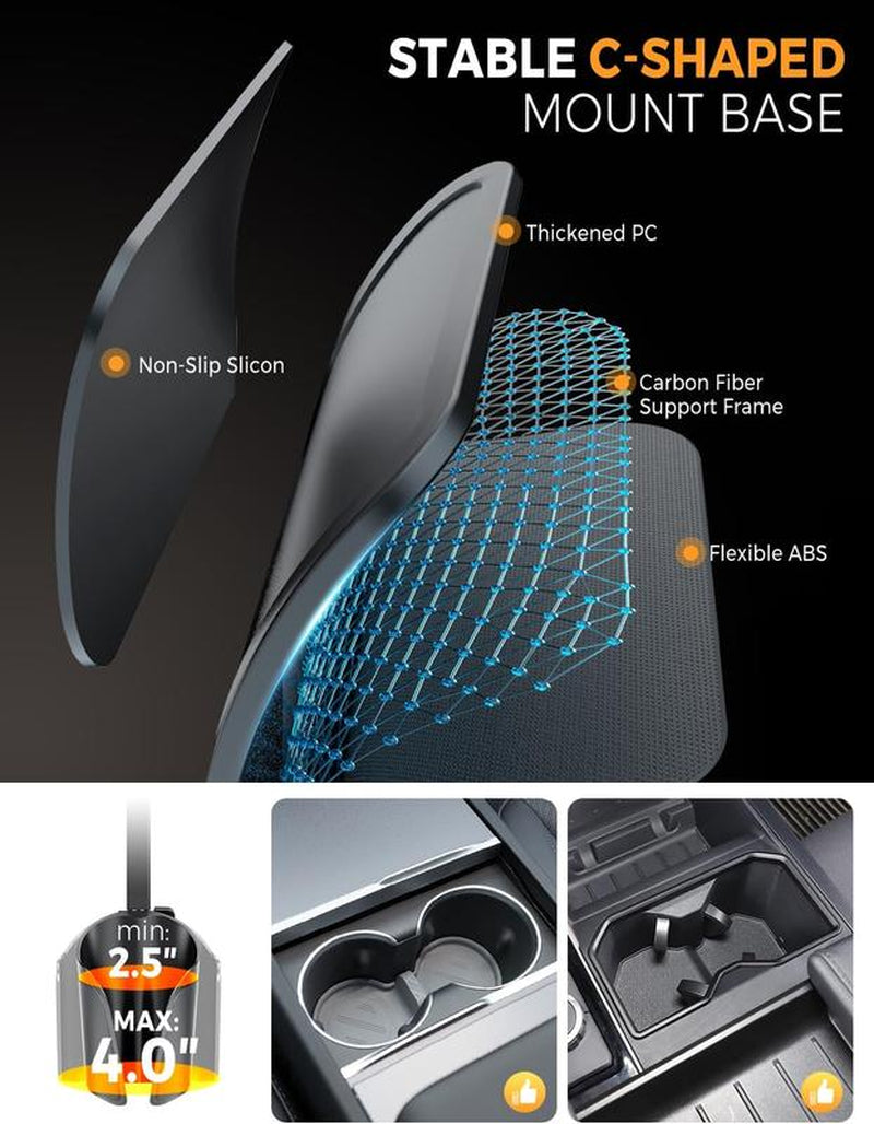 Esamcore Car Cup Hold Tablet Holder Mount [Unobstructed Cup Holder] for Ipad Iphone Holder with Flexible Hollow Mount Base, 360 Rotatable Deep Clamp Compatible with 6”-11” Ipad, Iphone, Foldable Phones Stand #Tiktokshopblackfriday