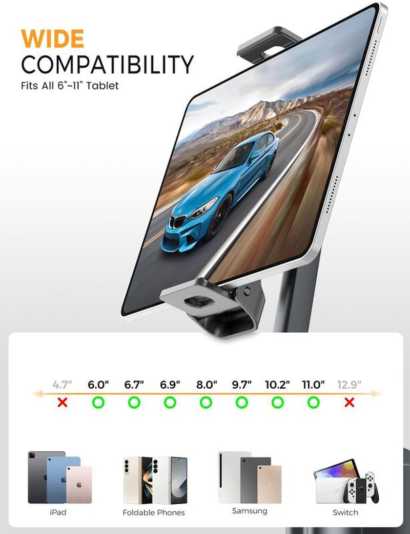 Esamcore Car Cup Hold Tablet Holder Mount [Unobstructed Cup Holder] for Ipad Iphone Holder with Flexible Hollow Mount Base, 360 Rotatable Deep Clamp Compatible with 6”-11” Ipad, Iphone, Foldable Phones Stand #Tiktokshopblackfriday