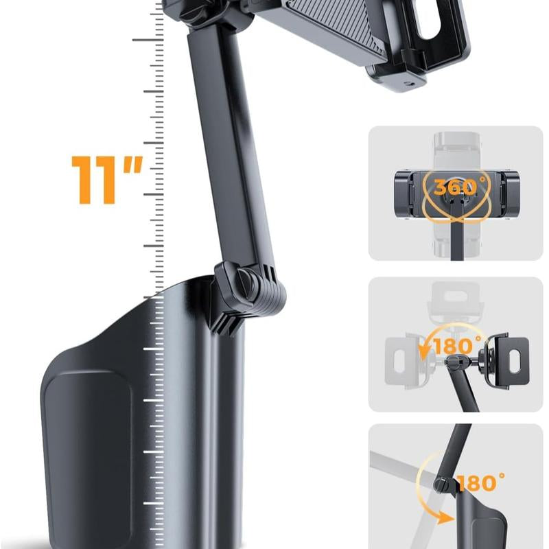 Esamcore Car Cup Hold Tablet Holder Mount [Unobstructed Cup Holder] for Ipad Iphone Holder with Flexible Hollow Mount Base, 360 Rotatable Deep Clamp Compatible with 6”-11” Ipad, Iphone, Foldable Phones Stand #Tiktokshopblackfriday