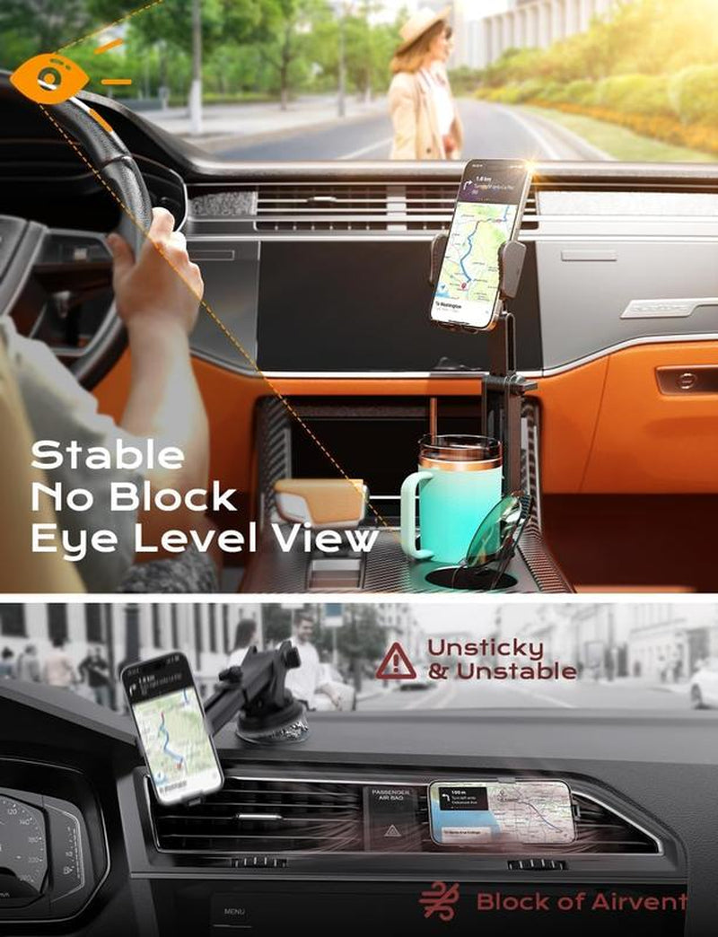 2-In-1 Cup Holder Cell Phone Holder for Your Bottle Friendly Cup Cell Phone Holder Mount for Height Adjustable Sturdy Fit 4-7 Inches Phones